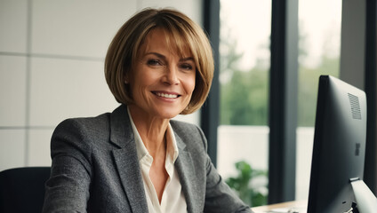 beautiful smile adult businesswoman in the office