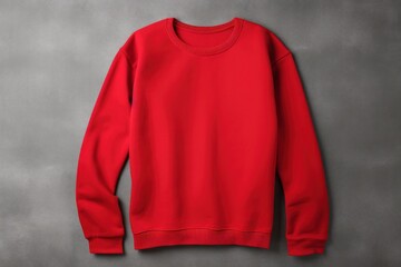 Red blank sweater without folds flat lay isolated on gray modern seamless background