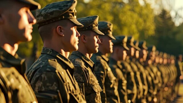 Group of Soldiers Lined Up in Formation