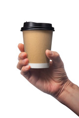 コーヒーの紙コップを持っている手