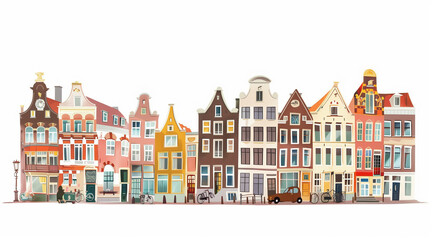 living in Amsterdam, cartoon style, white background
