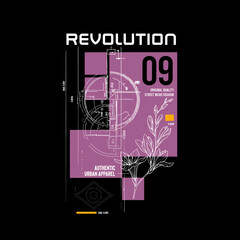 Revolution typography slogan for fashion t shirt printing, tee graphic design, vector illustration.
