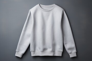 Silver blank sweater without folds flat lay isolated on gray modern seamless background