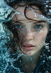 Mystery and Beauty of Water Movements Captured in a Submerged Woman Portrait