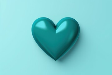 Turquoise heart isolated on background, flat lay, vecor illustration