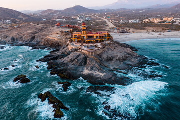 Aerial view capturing the breathtaking natural beauty of Cerritos Beach in Baja California, Mexico....