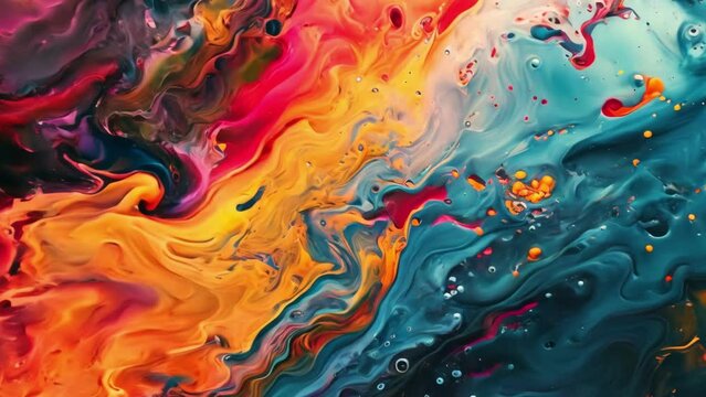 Close Up of Colorful Liquid Painting