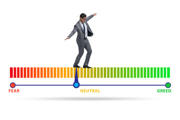 Fototapeta premium Fear and greed investor behaviour concept