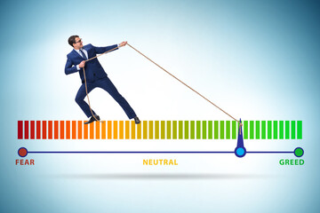Fear and greed investor behaviour concept