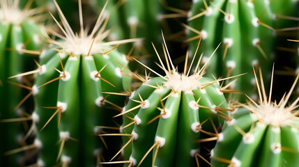 Macro shot of green cactus spines and natural patterns