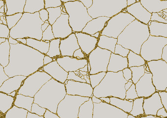 Vector seamless pattern, kintsugi art concept, Golden, gray colors.