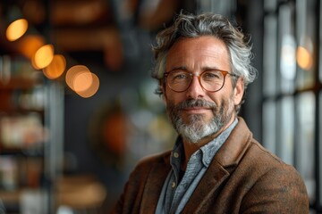 Fototapeta premium Sophisticated older man with a thoughtful expression indoors