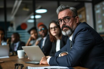 Fototapeta premium Serious business meeting with a team of professionals in a conference room