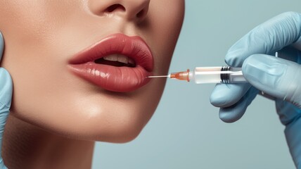 Close-up of a cosmetic lip treatment, highlighting the precision and artistry involved in aesthetic beauty enhancements