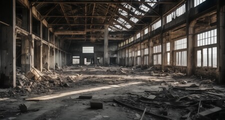  Abandoned warehouse, waiting for a new purpose - obrazy, fototapety, plakaty