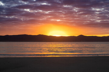 Beautiful beach sunset, Spirits Bay, Northland, New Zealand