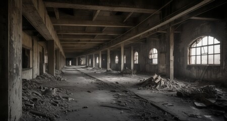 Fototapeta na wymiar Abandoned warehouse, a testament to time and decay