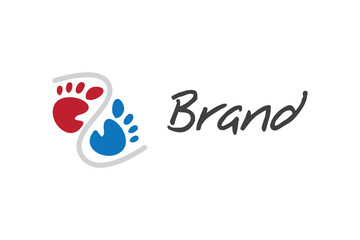 Two footprint logo design template