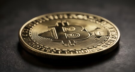  Golden Bitcoin coin, symbolizing digital currency and wealth