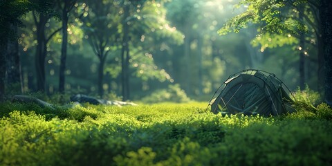 camping in the forest in summer day