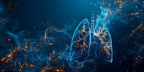visualization of smoke particles attacking lung - obrazy, fototapety, plakaty