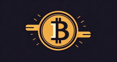  Digital currency symbol, Bitcoin, with a glowing effect - obrazy, fototapety, plakaty