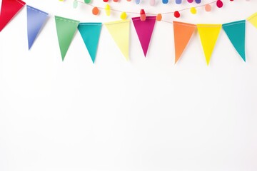 Colorful Party Flags on White Background
