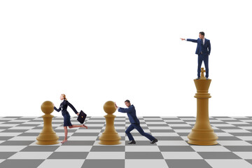 Businessman shouting in the game of chess