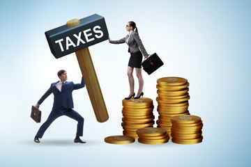 Business people in tax concept - obrazy, fototapety, plakaty