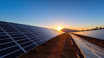solar panels ,sunset background