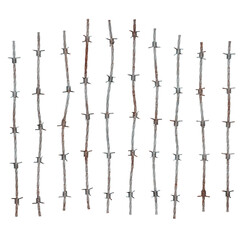 Rusty barbed wire isolated on a transparent background. 3D render.