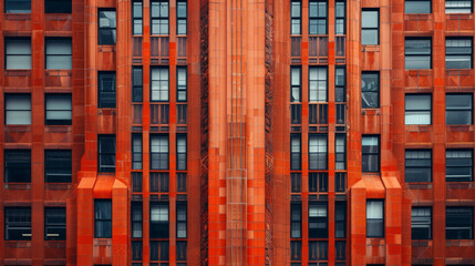 Standing out a its neighboring buildings a vibrant orange art deco structure boasts bold lines and...
