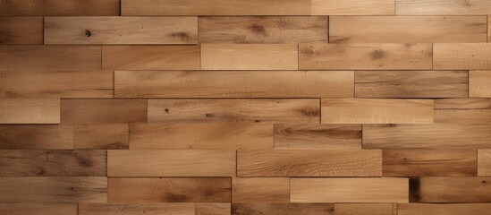 A wall constructed of wooden planks in a room with a beige wood textured floor material. The planks...