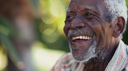 Senior's joyful laughter close-up, eyes twinkling with wisdom and untold stories
