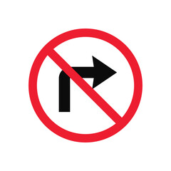 No Right Turn Ahead Prohibited Traffic Sign