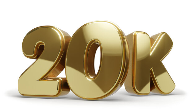 20k Dourado com Fundo Transparente e Sombra