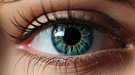 Close-up of beautiful woman's eye with green iris.