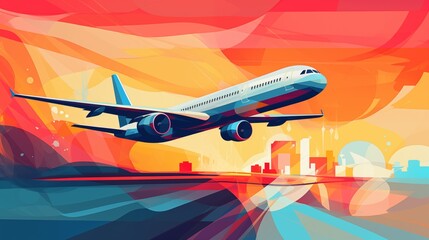 Airplane air travel abstract illustration background