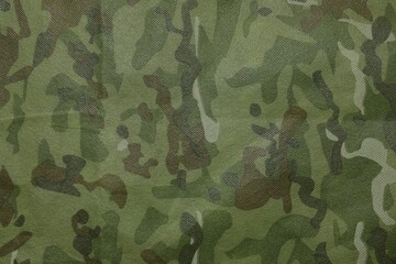 Texture of camouflage fabric as background, top view