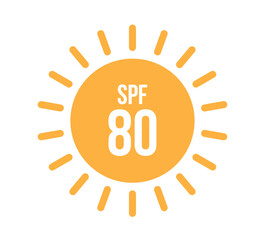 80 SPF vector. Skin protector and UV ray blocker. Comestico and sunburn protective cream