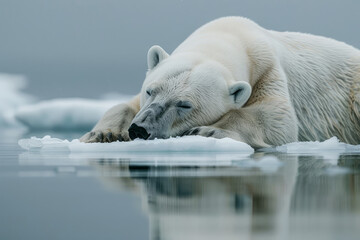 Beautiful polar bears resting or resting on ice.