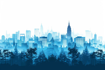 Obraz premium Random blue city skyline Vector on light background. 