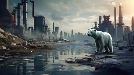 Foto op Canvas Polar bear and global warming © Krtola 