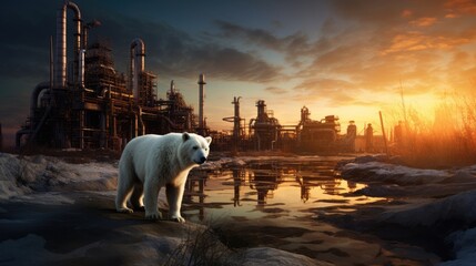 Polar bear and global warming - obrazy, fototapety, plakaty