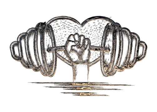 gym equipment. Fitness sport, or heavy barbell training iron logo