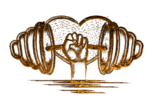 gym equipment. Fitness sport, or heavy barbell training iron logo