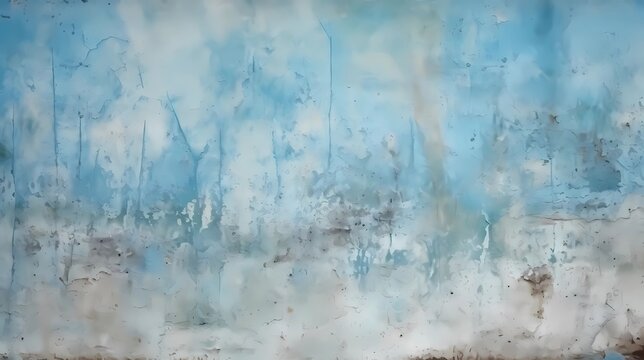 Old concrete wall with blue paint and white peeling paint, Generative AI illustrations.