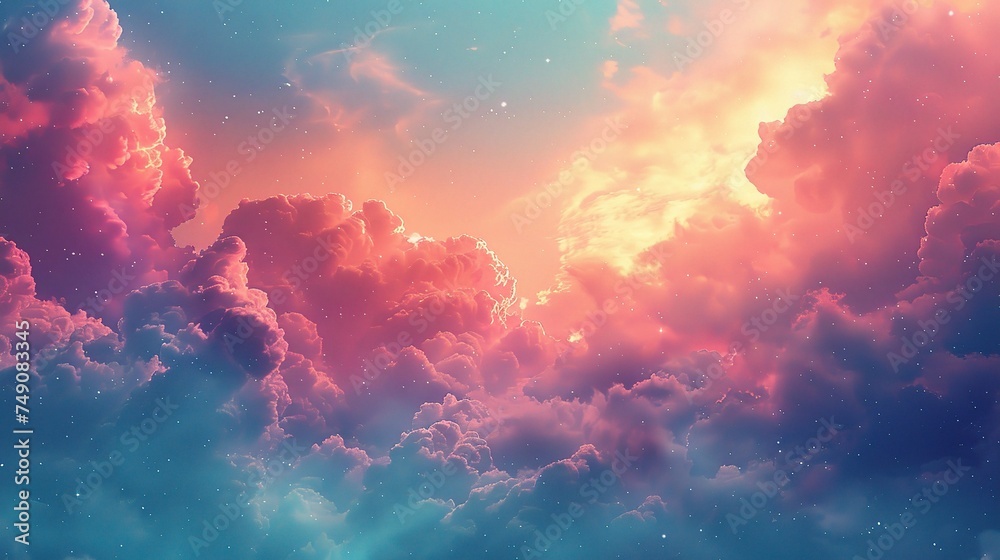 Wall mural colorful cloudy sky at sunset. gradient color. sky texture, abstract nature background