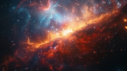 Glowing sacred geometry in nebula space clouds.  - obrazy, fototapety, plakaty
