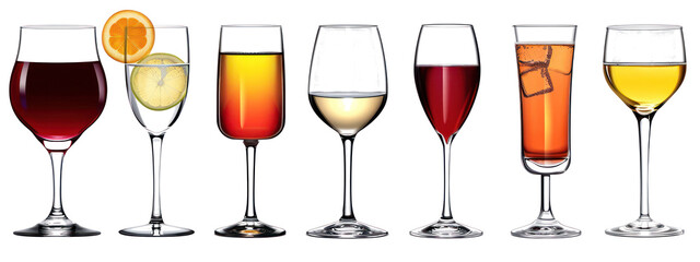 Row of Wine Glasses Filled With Different Types of Wine Generative AI